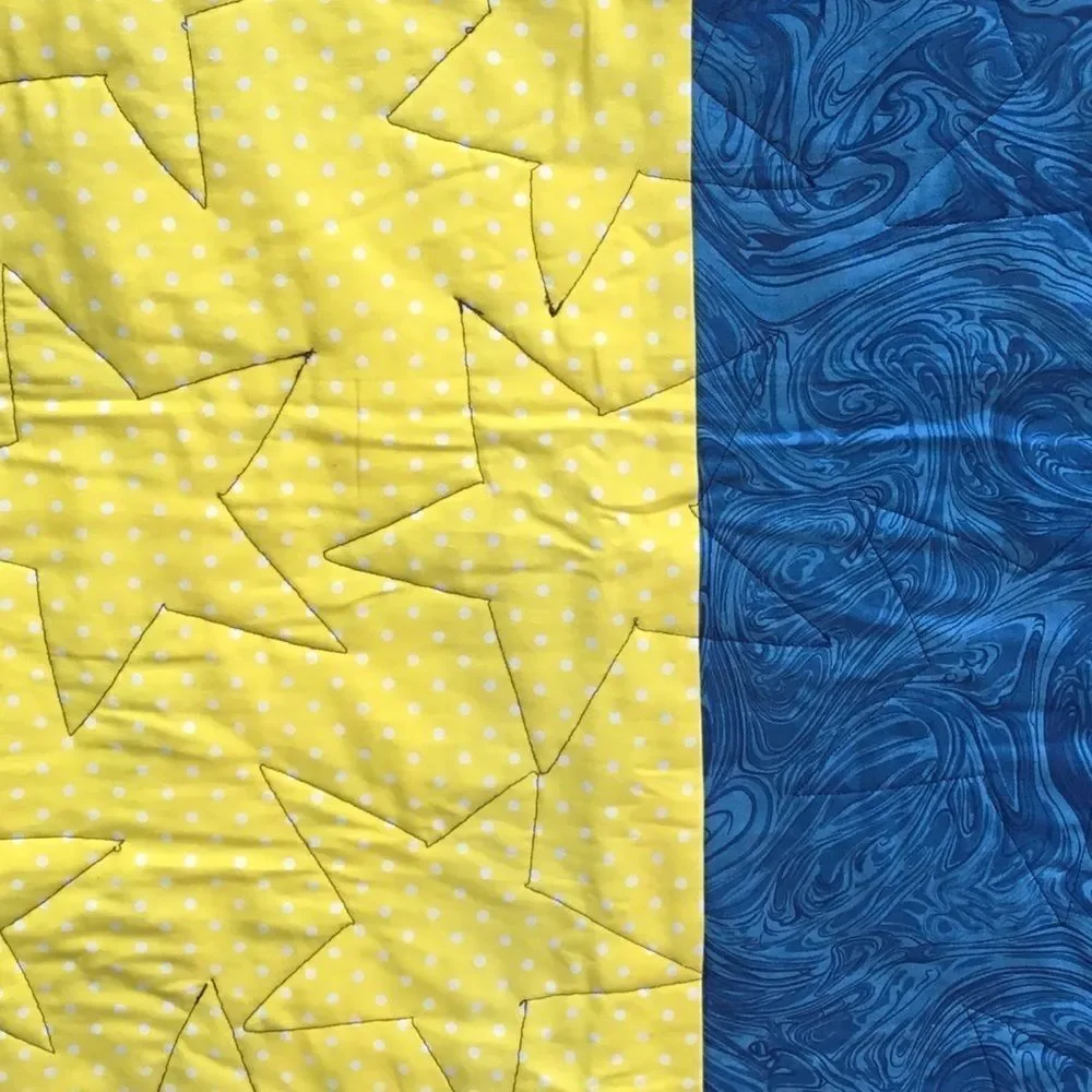 NWT Hand Crafted Blue & Yellow Quilt